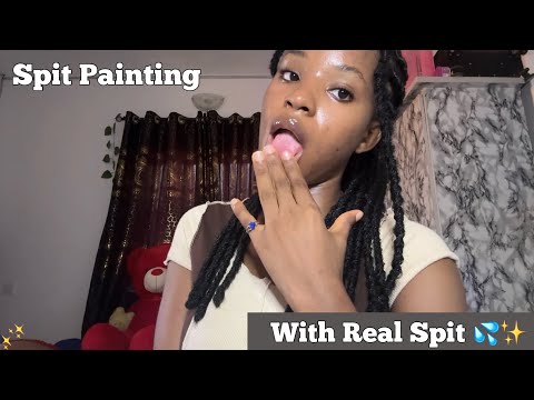 ASMR Spit Painting With Real Spit| Inaudible Whispering| Mouth Sounds