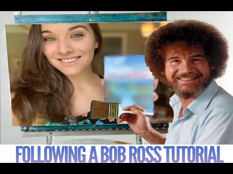 [ASMR] Following A Bob Ross Tutorial + Giveaway [Painting and Brushing Sounds]