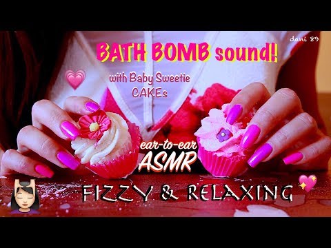 🛀🏻 Calming ASMR 🍰 Fizzing Baby CAKES-Bath BombS in Your Ears 💦 Water Sounds & Fizzy for Relaxation 💗