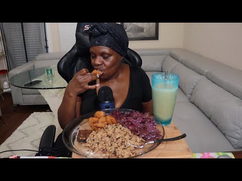 CRISPY VEGGIE CHICKEN NUGGETS + DIRTY RICE ASMR EATING SOUNDS