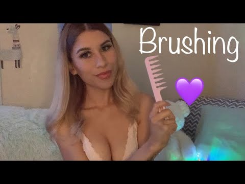 ASMR Brushing your hair Roleplay 🤍 close up whispering, realistic , caring for you