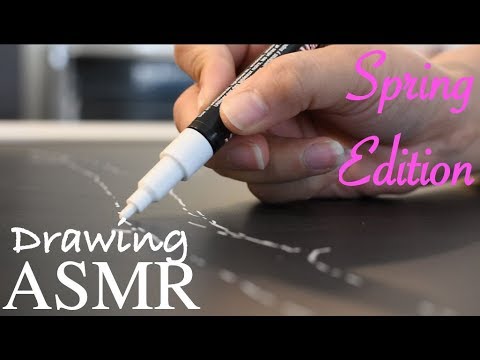 Relaxing Chalkboard Drawing | Spring Inspired | Aesthetic ASMR [Artsy Tingles]