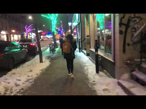 Quebec Canada Winter streets walking talking sounds 2022