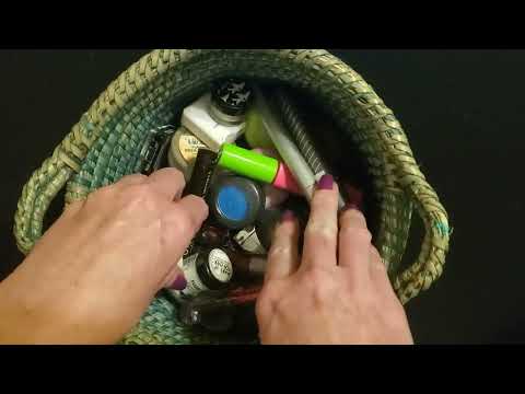 ASMR | Cosmetics Rummaging in a Wicker Basket (Some Whispering)