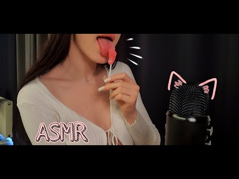 ASMR° lollipop licking, pop rocks, lipgloss applying