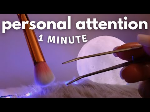 ASMR 1 Minute Personal Attention - Layered Soft Whispering, Face Touching, Plucking + More