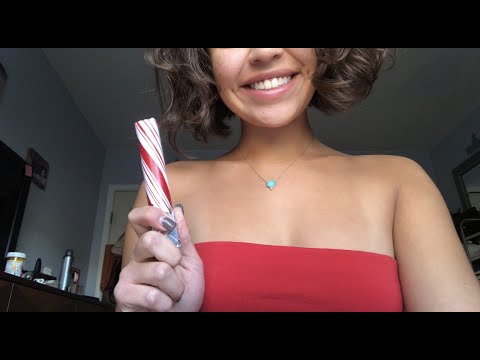 ASMR- GIANT CANDY CANE STICK 😋 BITING & MOUTH SOUNDS, WHISPER