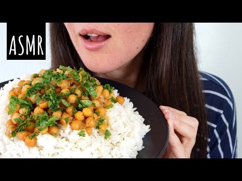 ASMR Eating Sounds: Sticky Ginger Chickpeas & Rice (No Talking)