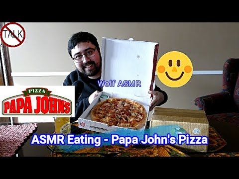 ASMR: Eating Papa John's Pizza *Meat Lover's* / No Talking / 먹방 / 木邦 / Wolf Pack ASMR