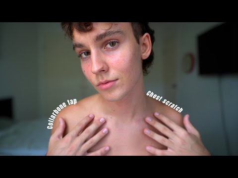ASMR Collarbone Tapping/Scratching & Chest Tapping/Rubbing (mouth sounds)
