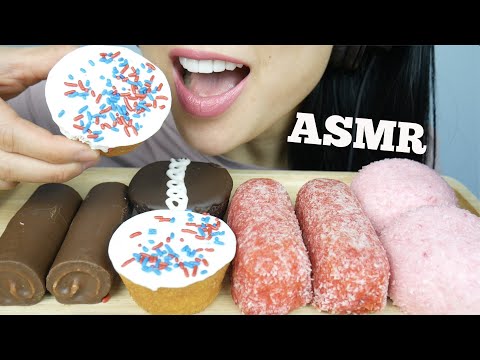 ASMR 711 TREATS *SNOBALL + SWISS ROLL + CUP CAKE + TWINKIES (EATING SOUNDS) NO TALKING | SAS-ASMR