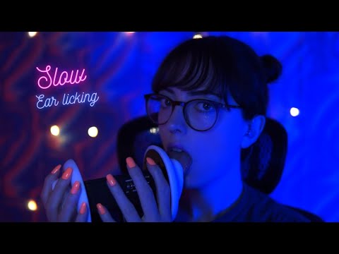 ASMR- Slow ear eating & licking with panning + effects- NO talking