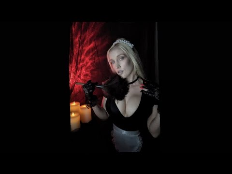 🎃ASMR French Maid Roleplay🫧🔪🩸-creepy maid cleans you up before your interview 😨✨