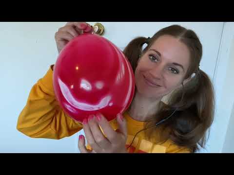 asmr blowing, tapping and playing with marble balloons| no talking