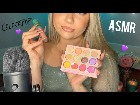 ASMR Colourpop Makeup Haul 🌸 Tapping & Scratching on makeup (whispered)