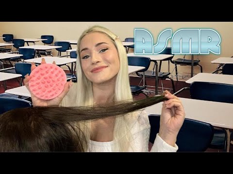 ASMR Popular Gossip Girl Plays With Your Hair in Class Once Again