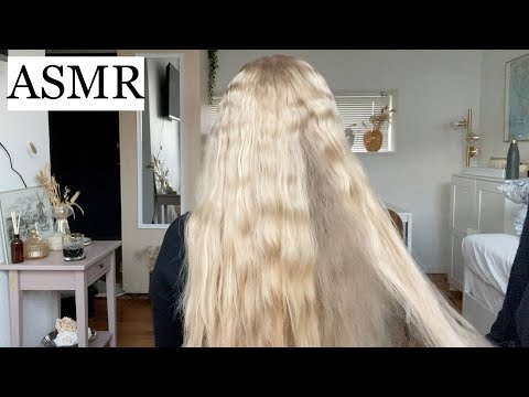 ASMR | STYLING FRIEND'S ANGEL HAIR 👼🏼🤍 Relaxing braiding, brushing, spraying, hair play, no talking