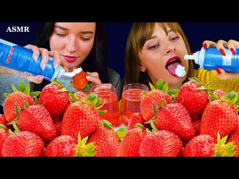 ASMR GIANT STRAWBERRY WHIPPED CREAM, HITSCHIES JELLY CANDY MUKBANG EATING