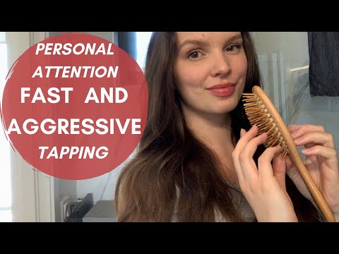 ASMR Fast and aggressive personal attention, tapping, plucking, hand movements with mouth sounds