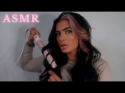 ASMR Curling My Hair w/ Whispered Ramble & Chit Chat ✨(relaxing hair play)