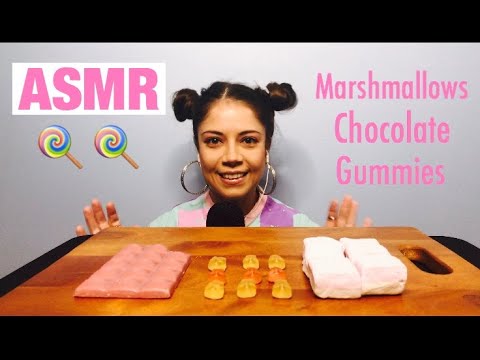 ASMR Eating Candy: Marshmallows, Chocolate, Gummies & Drinking Sake (No Talking/Light Music)