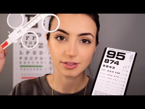 ASMR | Comprehensive Eye Exam with Trial Frames | Testing Far and Near Vision