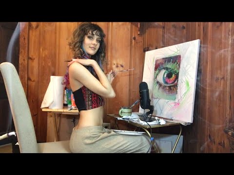 Painting a pretty eye in a tube top ASMR