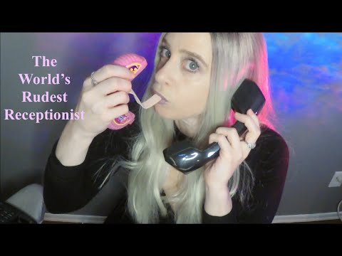 ASMR Gum Chewing Rudest Receptionist | Aesthetic Spa | Cheap Charlie's Role Play | Whispered