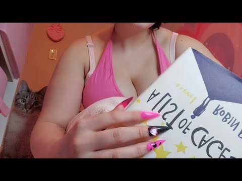 ASMR Book Tapping + Page Flipping (ft. my cat)