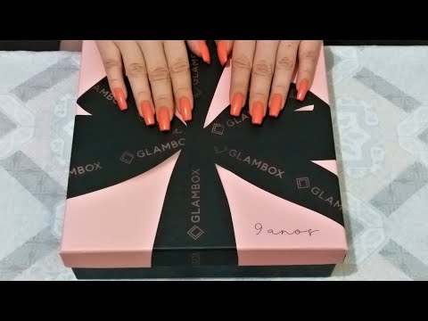 ASMR: GLAMBOX 9 ANOS / BEAUTY BOX UNBOXING (TAPPING, PACKING SOUNDS, HAND SOUNDS, NO TALKING)🎧