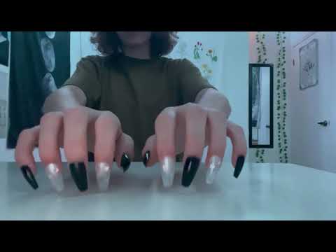 very fast and aggressive table scratching w/ long nails ASMR no talking