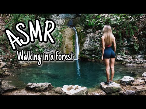 ASMR Walking in a Forest ☘️ Nature Sounds, Waterfall 💦 (NO TALKING)