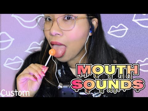 ASMR LOLLIPOP MOUTH SOUNDS & LEATHER (Ear to Ear) 🍭😋 [Custom for Vicente]