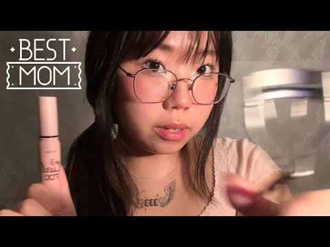 Mommy does your makeup for school ASMR🏫
