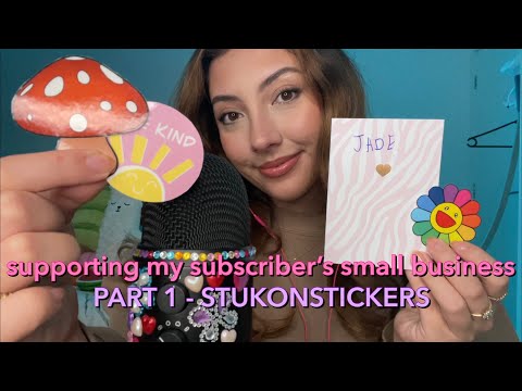 ASMR Supporting my subscriber’s small business 💜 PART 1 - STUKONSTICKERS unboxing!! | Whispered