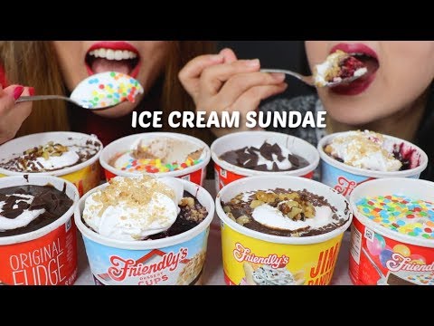 ASMR FRIENDLY'S ICE CREAM SUNDAE 아이스크림 리얼사운드 먹방 ケーキ केक | Kim&Liz ASMR
