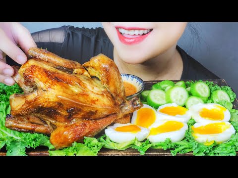ASMR WOOD-FIRED CHICKEN AND SOFT-BOILED EGGS , EATING SOUNDS | LINH-ASMR