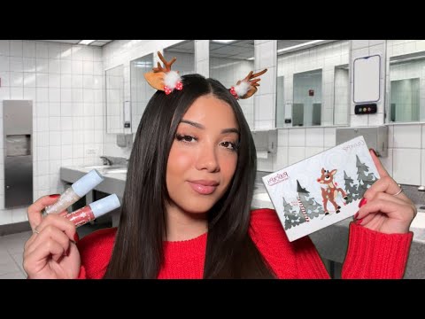 ASMR| Bestie Does Your Christmas Party Makeup 🎄