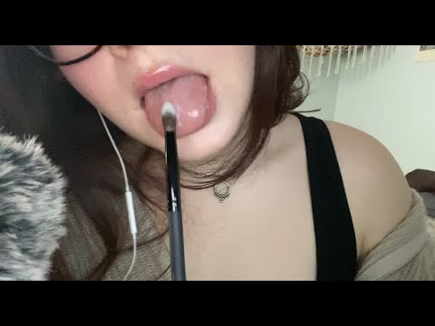 ASMR Doing Your Spit Painting for Intense Relaxation [mouth sounds, brush, close up)