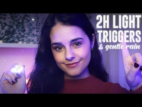 ASMR 2H LIGHT TRIGGERS with GENTLE RAIN ✨ SLEEP Instructions, Blink, Eye Exam and more!