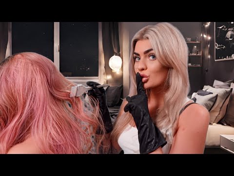 ASMR girl who is OBSESSED with you 'accidentally' turns your friends hair pink 😳💕 (roleplay)