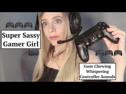ASMR Sassy Gamer Girl Role Play. Gum Chewing, Whisper & Controller Sounds