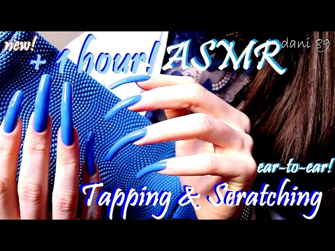 💤 binaural ASMR ✶ ⏱ 1 HOUR of TAPPING + SCRATCHING! 🎧 ↬ long natural nails in blue! 💙 ↫ So tingly! ☾