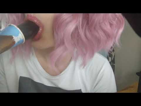 ASMR VIDEO - Licking Black ICE CREAM EXTREME - sucking Callipo tinglesly