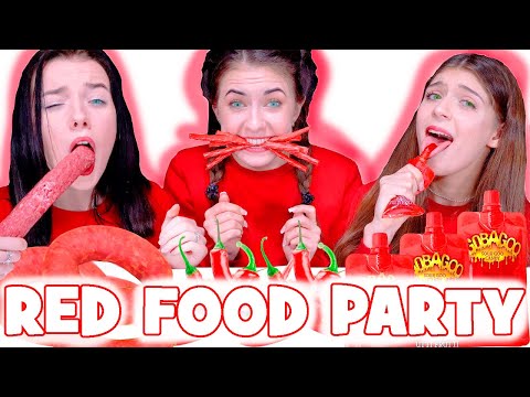 ASMR Eating Only One Color Food Challenge! Red Food Mukbang