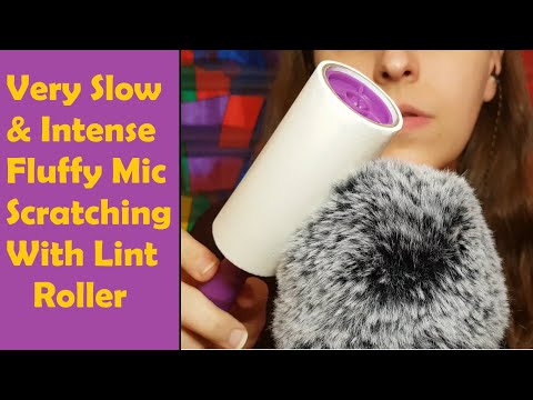 ASMR Very Slow Fluffy Mic Scratching With Lint Roller - No Talking, Intense Background ASMR