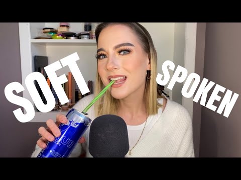 ASMR ✨ trying soft spoken for the first time & drinking a blueberry red bull