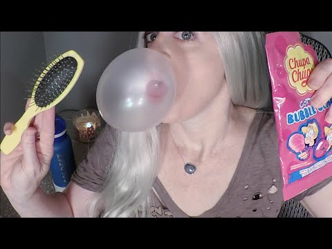 ASMR Gum Chewing, Quiet Bubble Blowing, Hair Brushing, No Talking | For Sleep & Relaxation