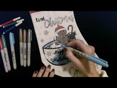 ASMR | Coloring a Christmas Stocking (Soft Spoken)
