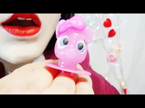 ASMR Pink Unicorn Ring Pop Candy Eating Sounds 🦄🍬